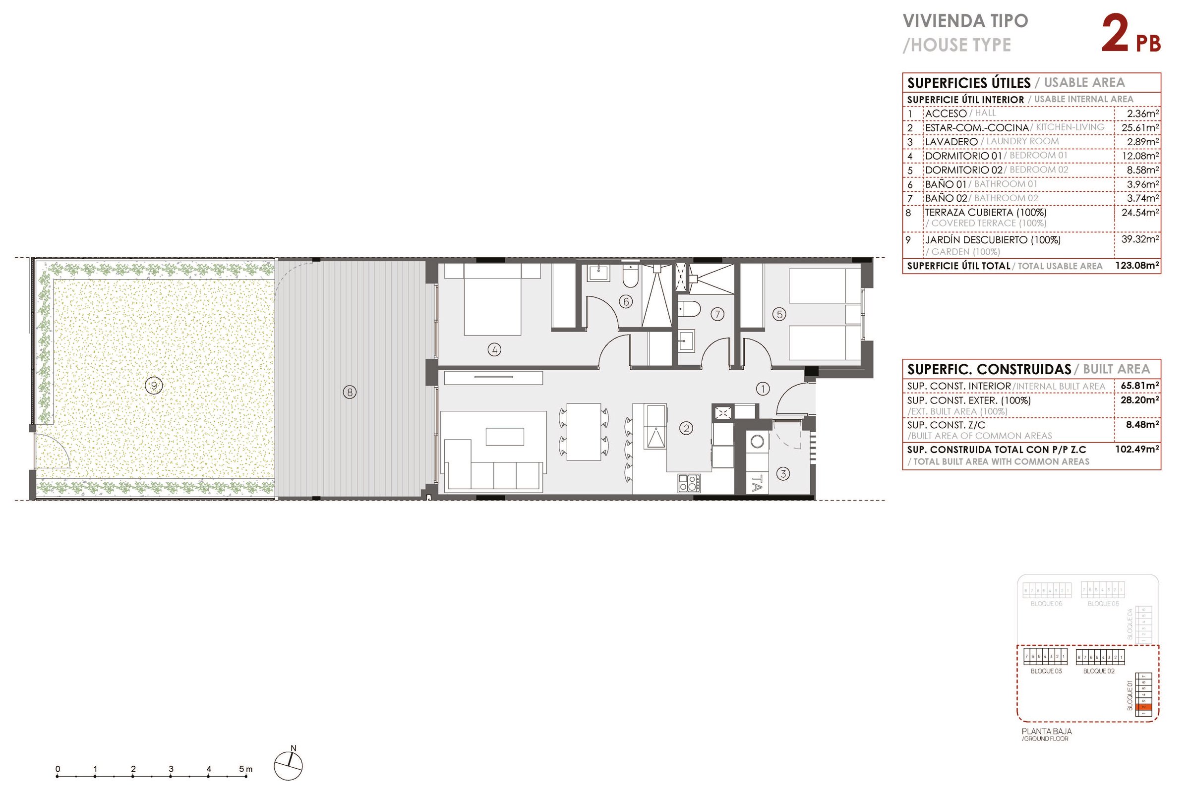 Leilighet bakkeplan - 2 sov