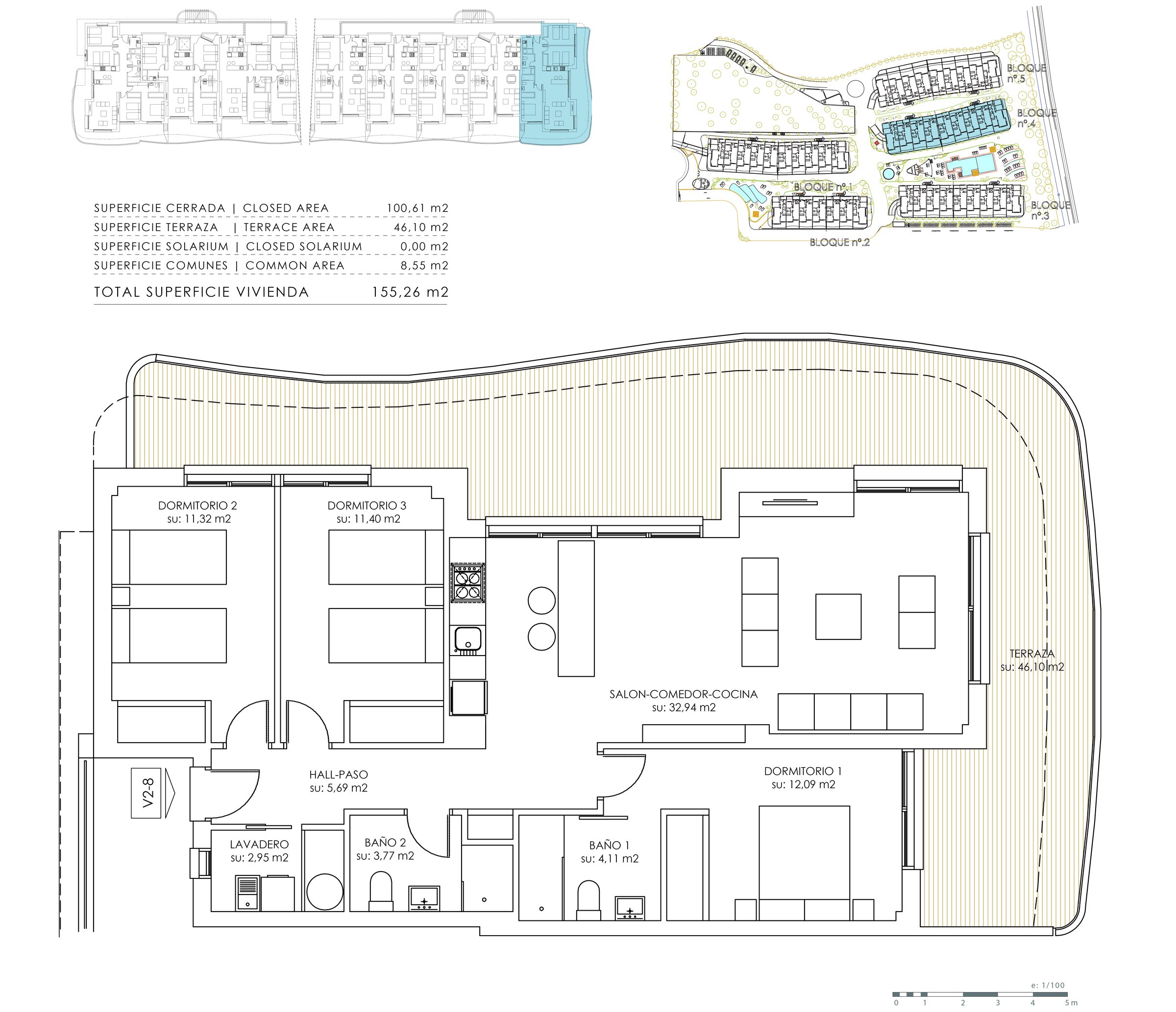 Leilighet (hjørne) - 3 sov
