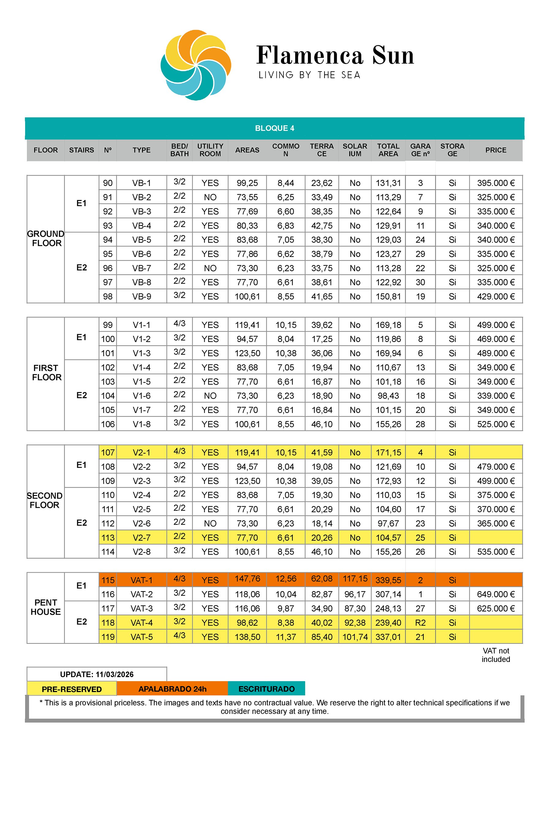 Prisliste Flamenca Sun