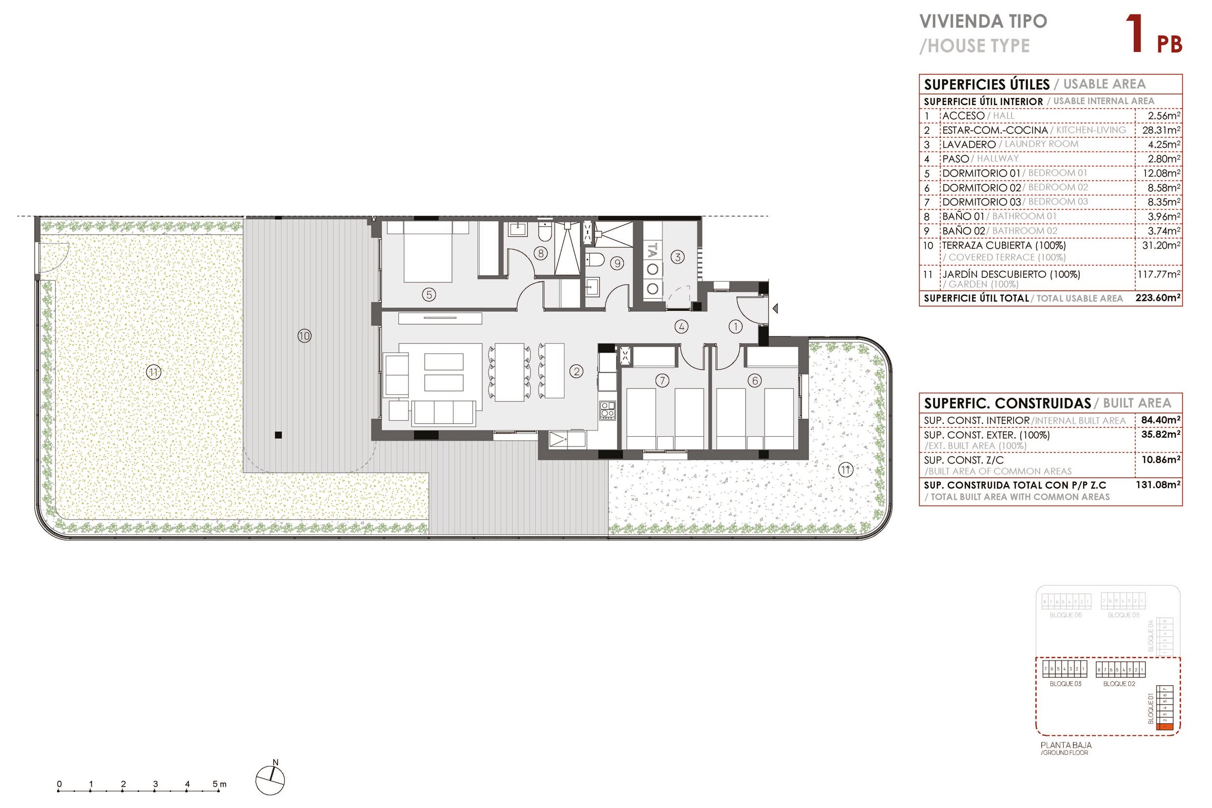 Leilighet bakkeplan - 3 sov