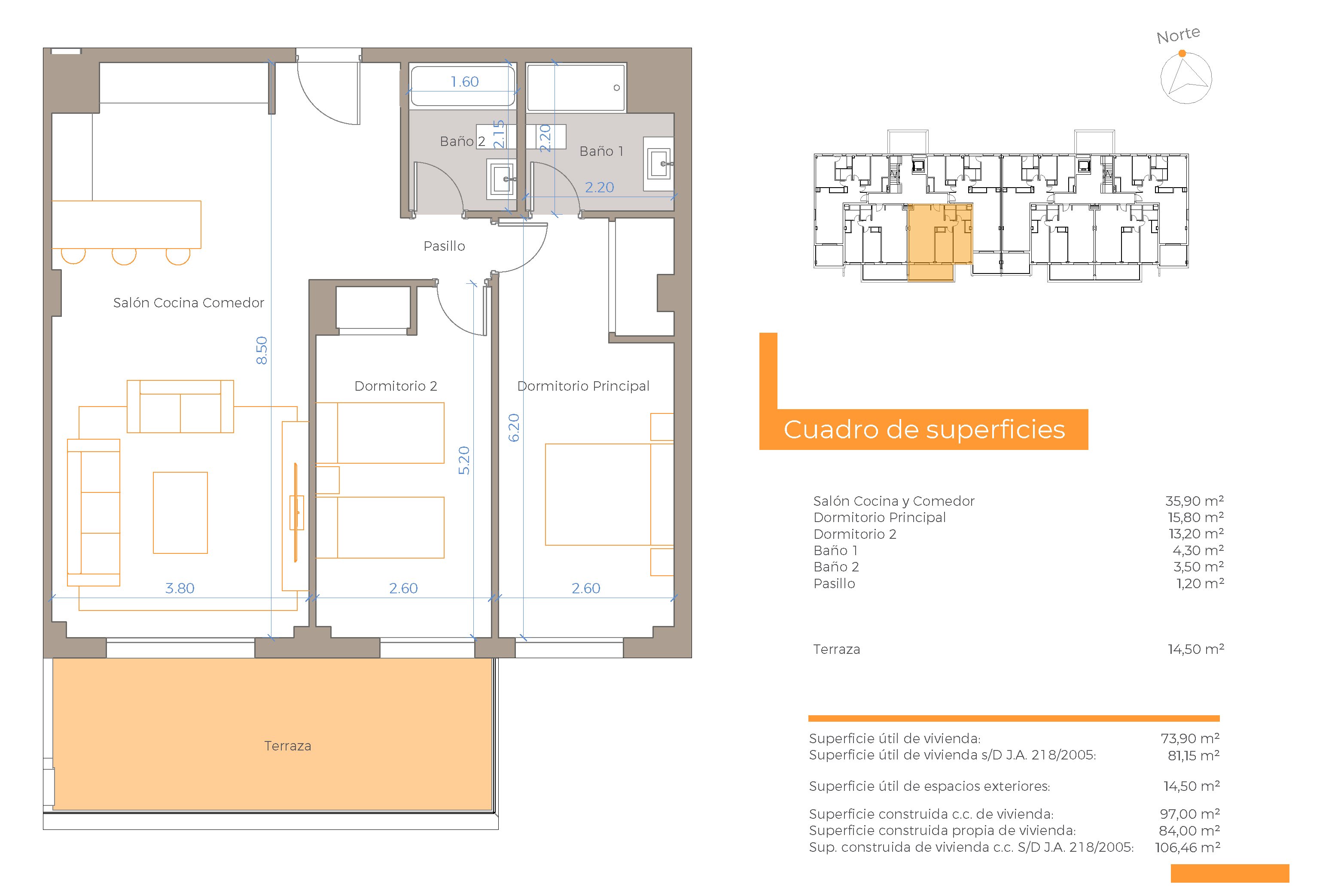 Leilighet med 2 soverom