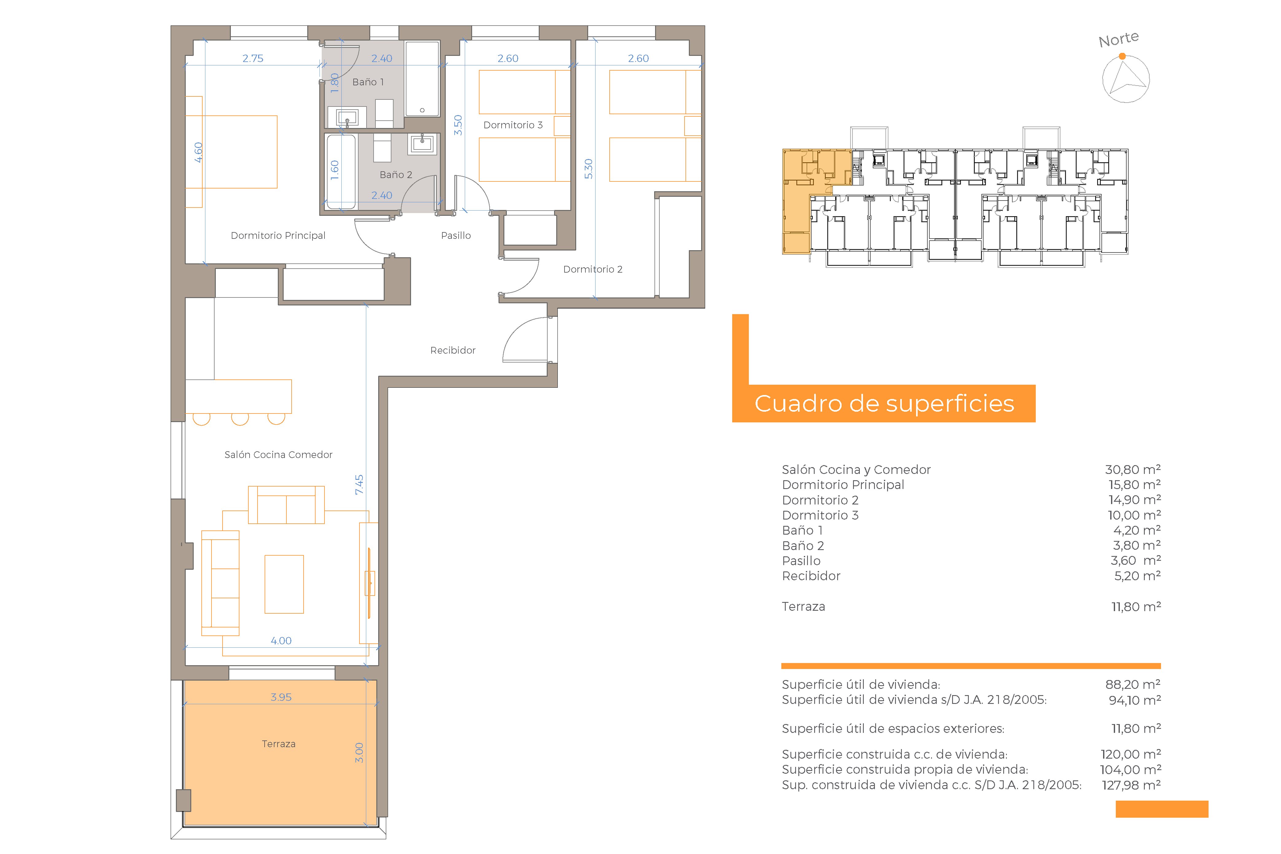 Leilighet med 3 soverom