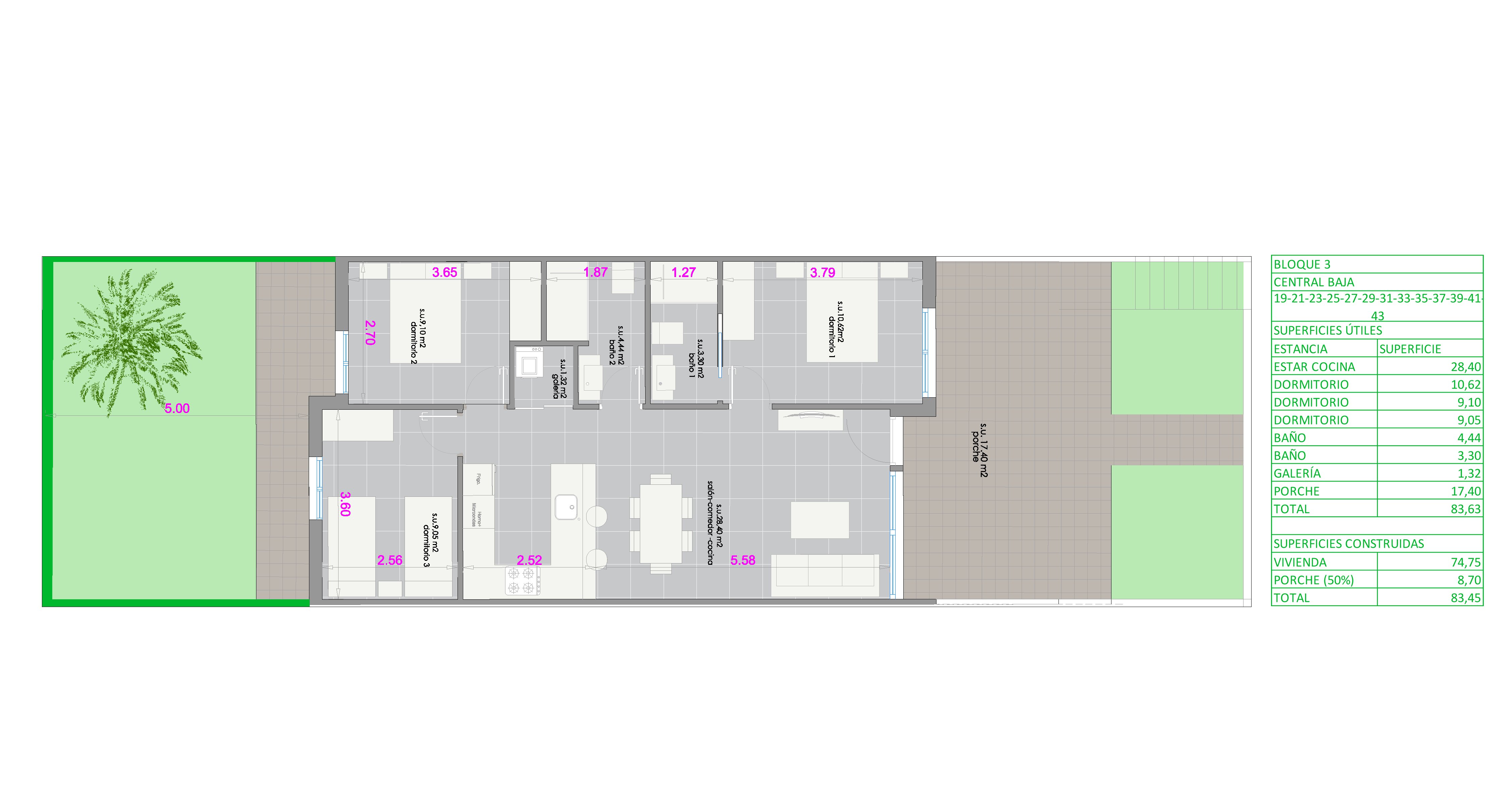 Fase 3 - Bakkeplan med 3 soverom
