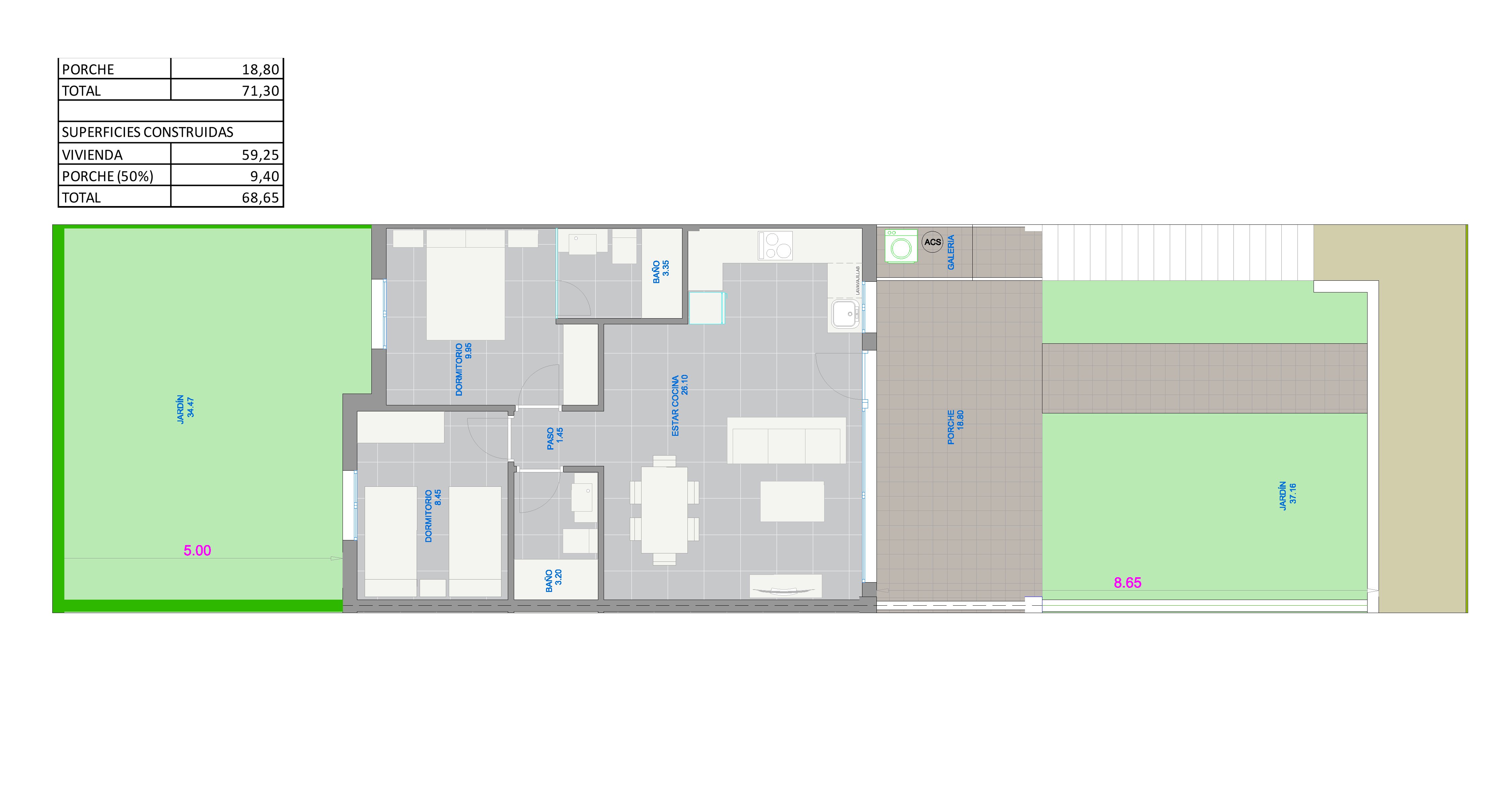Fase 4 - Bakkeplan med 2 soverom