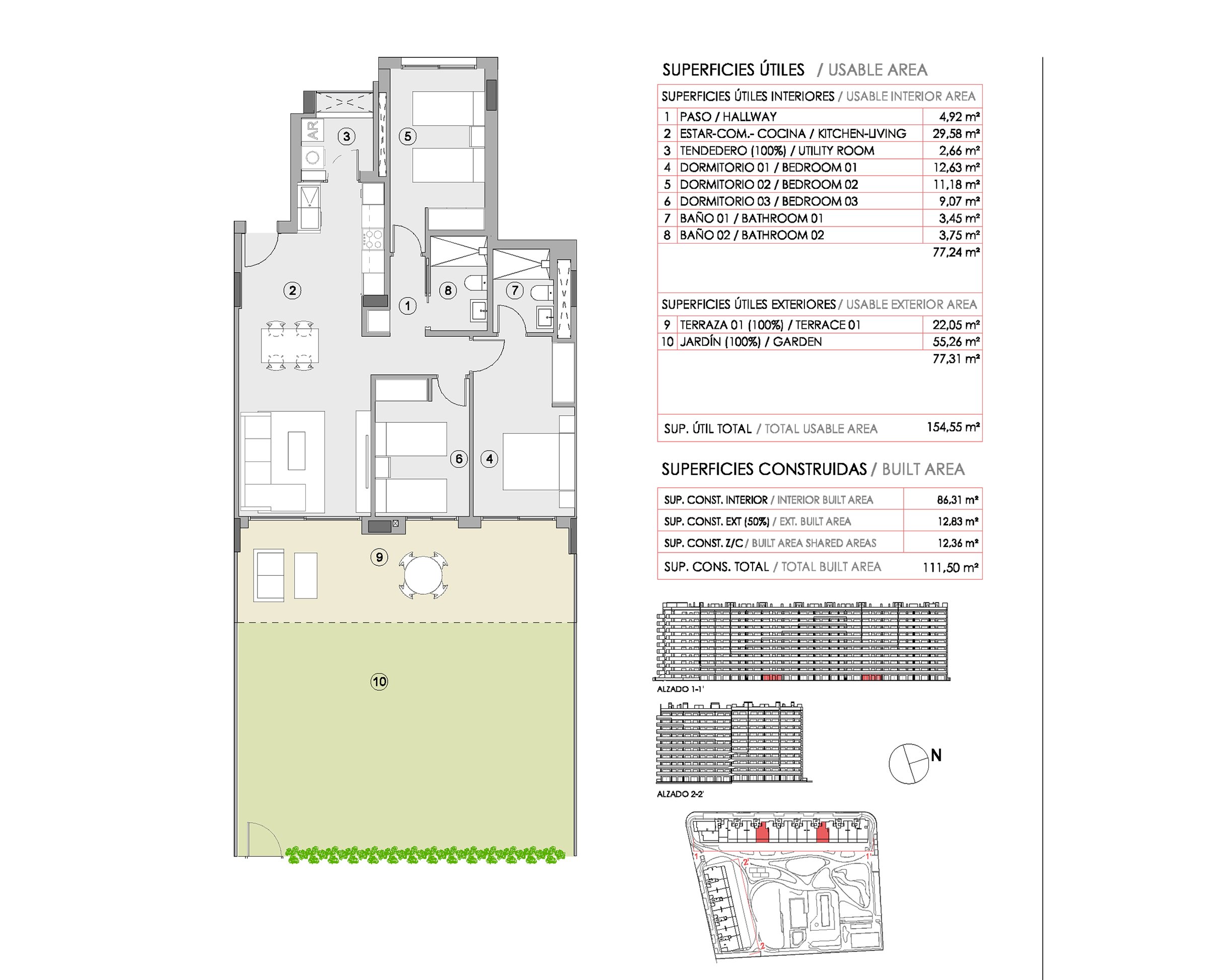 Bakkeplan - 3 soverom