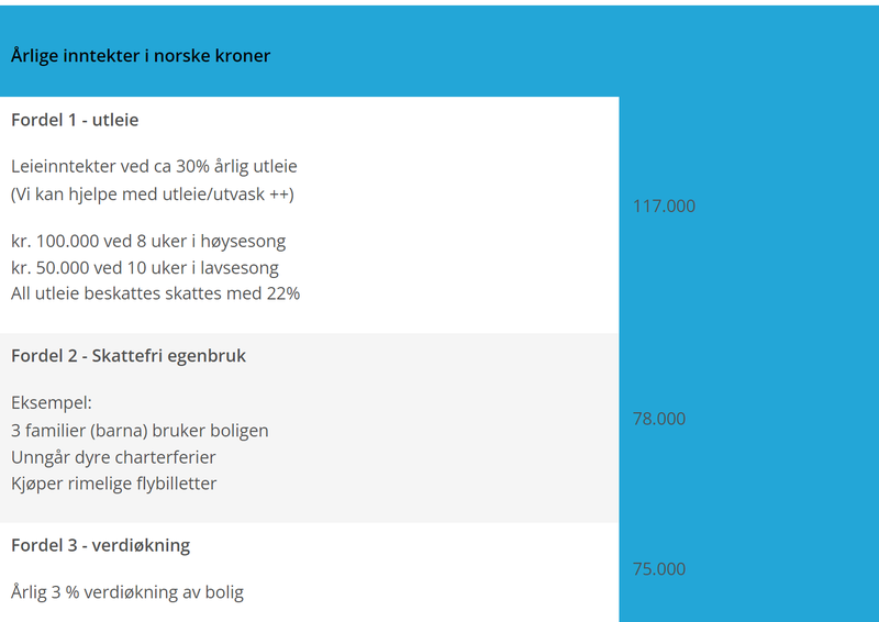 inntekter ved utleie