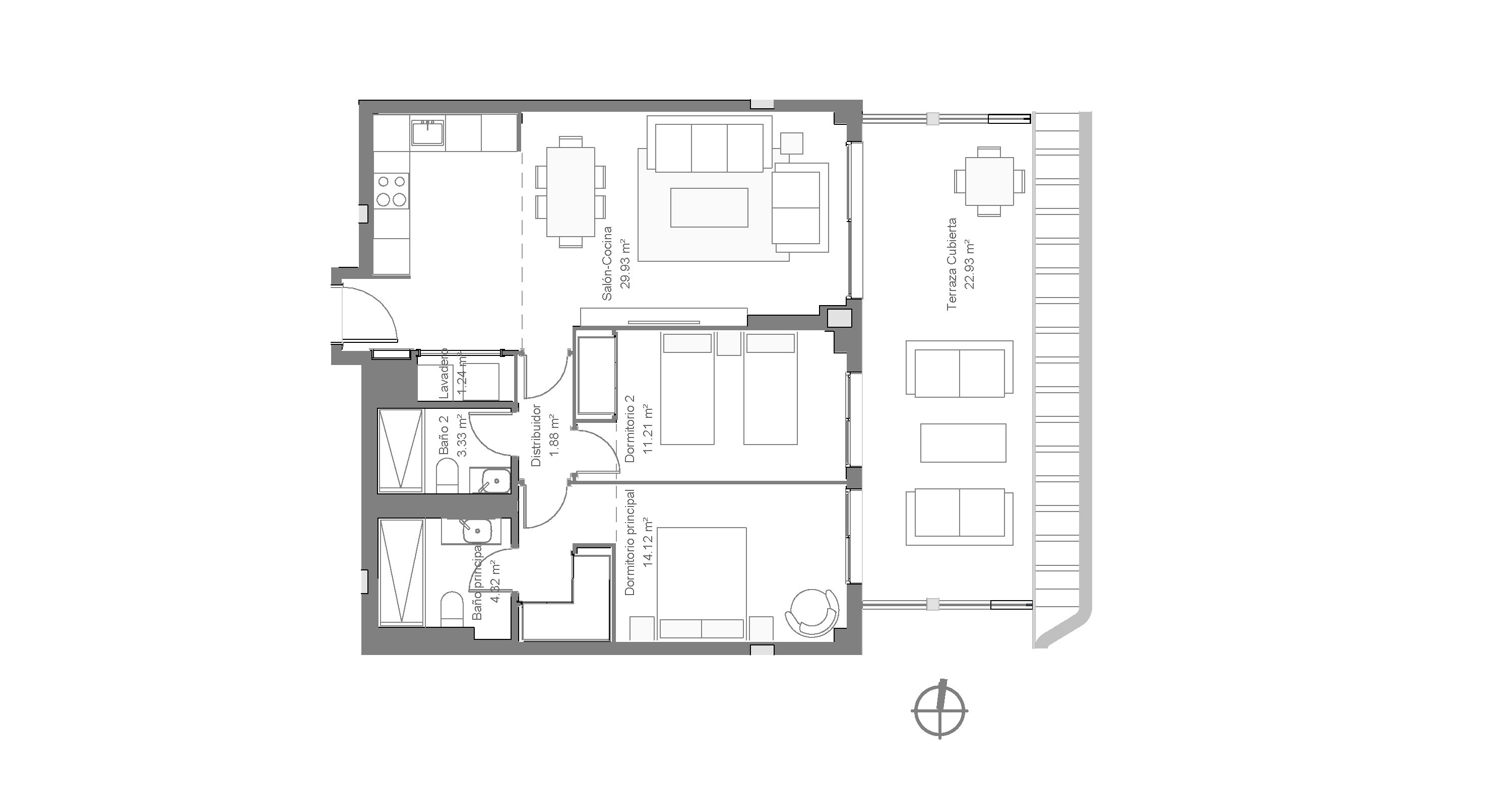 Bakkeplan - 2 soverom