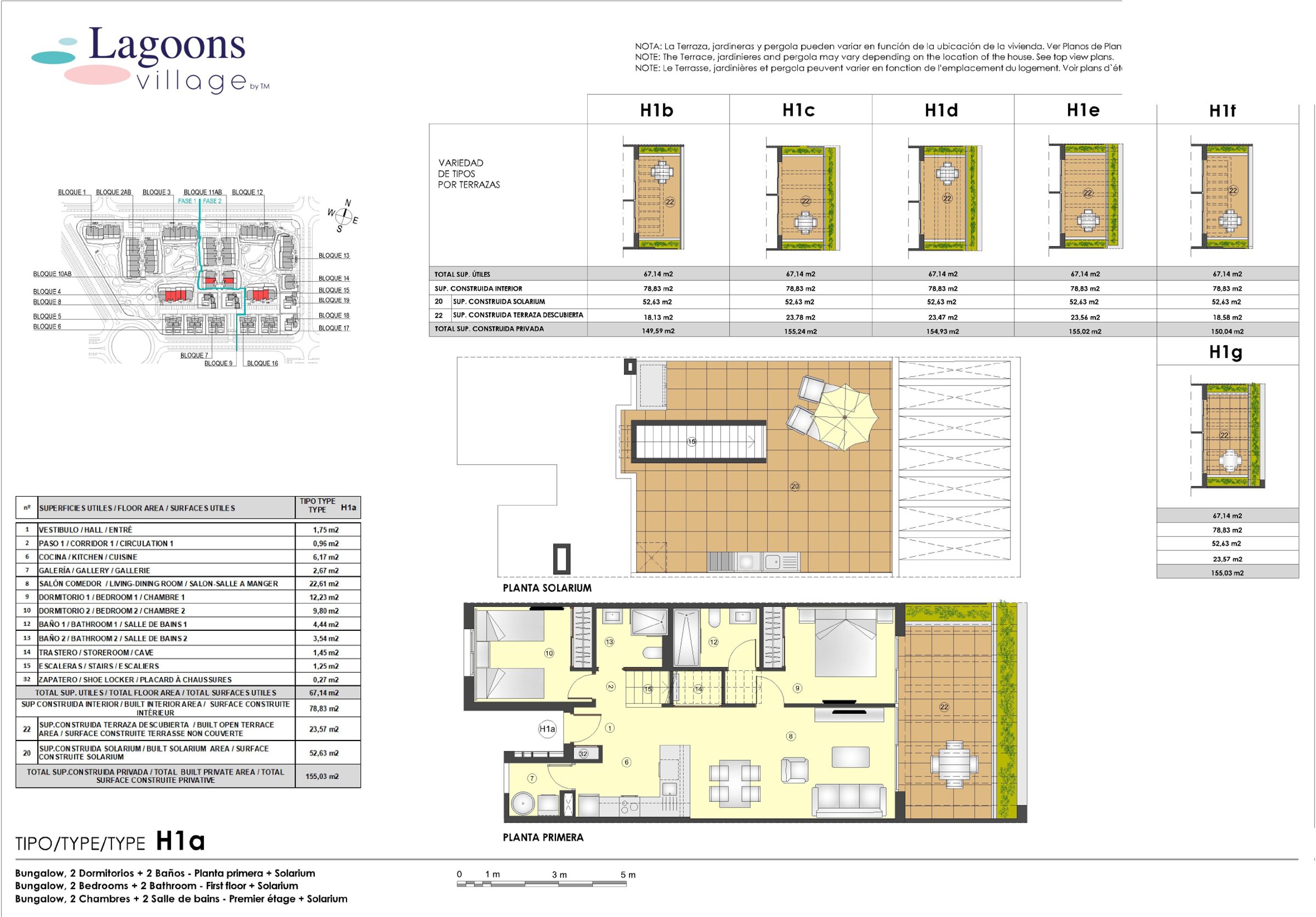 Plantegning bungalow - 2 sov og 2 bad