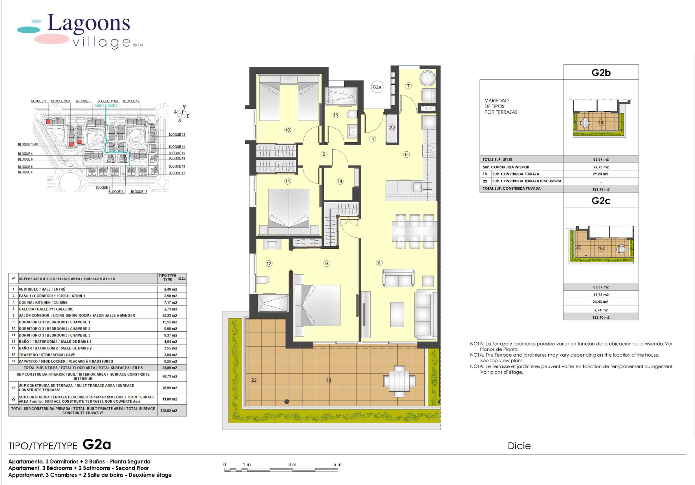 Plantegning leilighet - 3 sov og 2 bad