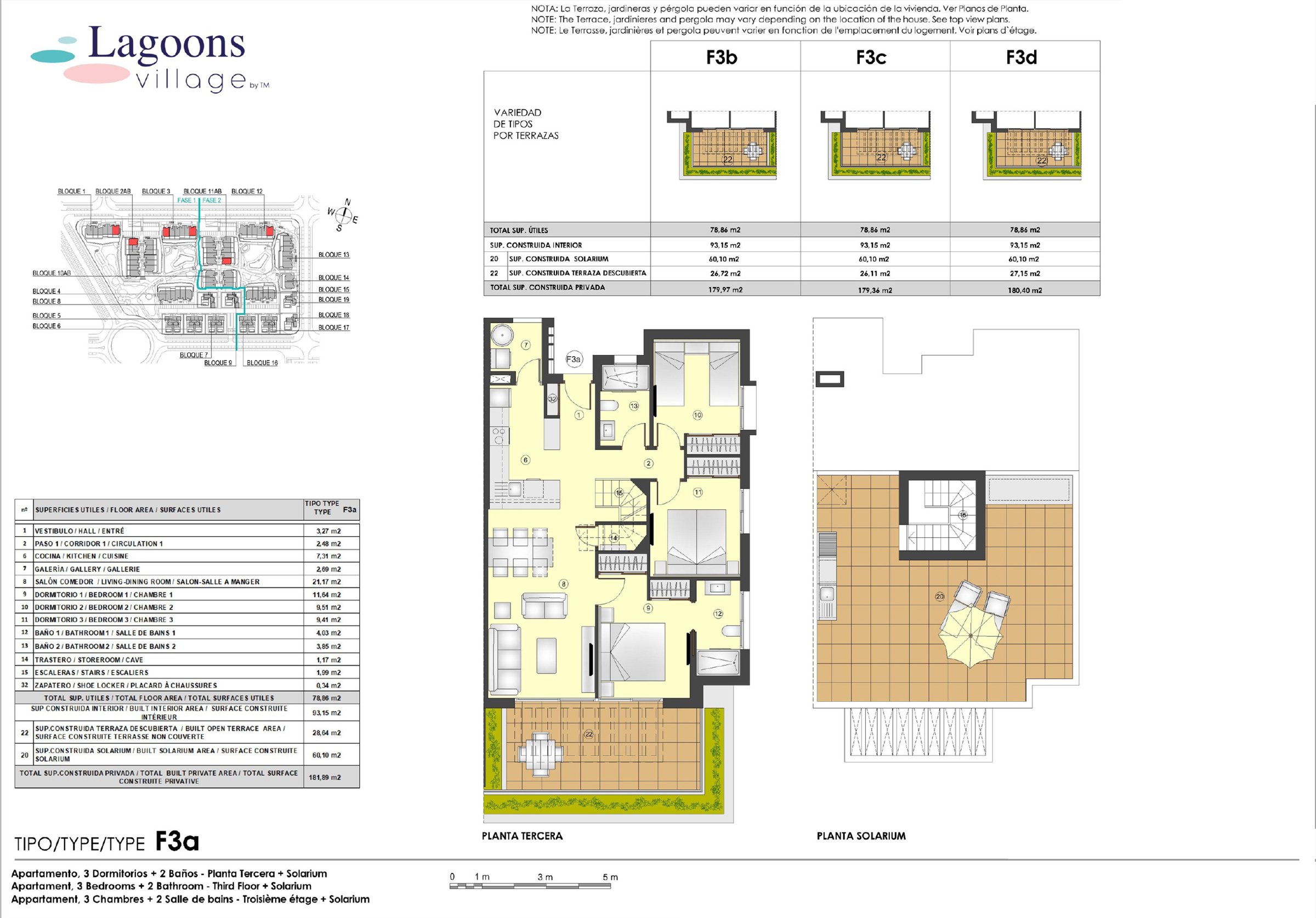 Plantegning leilighet - 3 sov og 2 bad