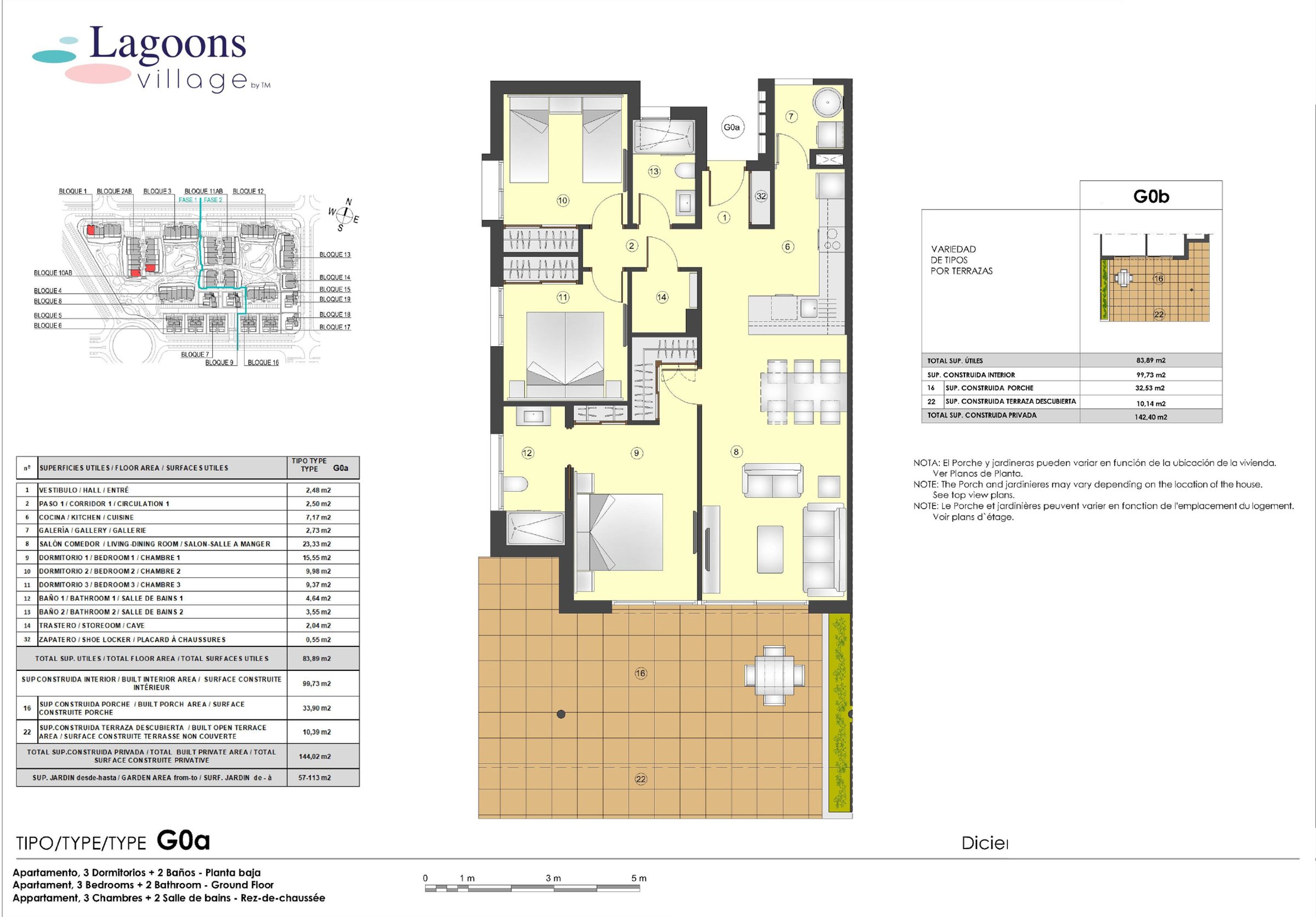 Plantegning leilighet - 3 sov og 2 bad