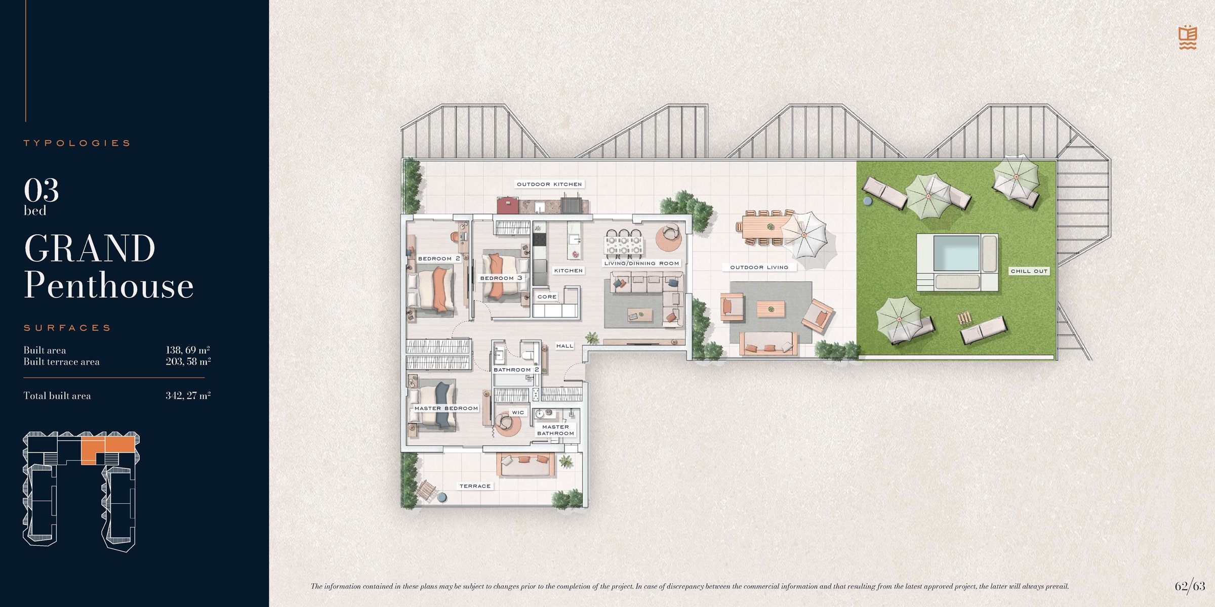 Penthouse med 3 soverom